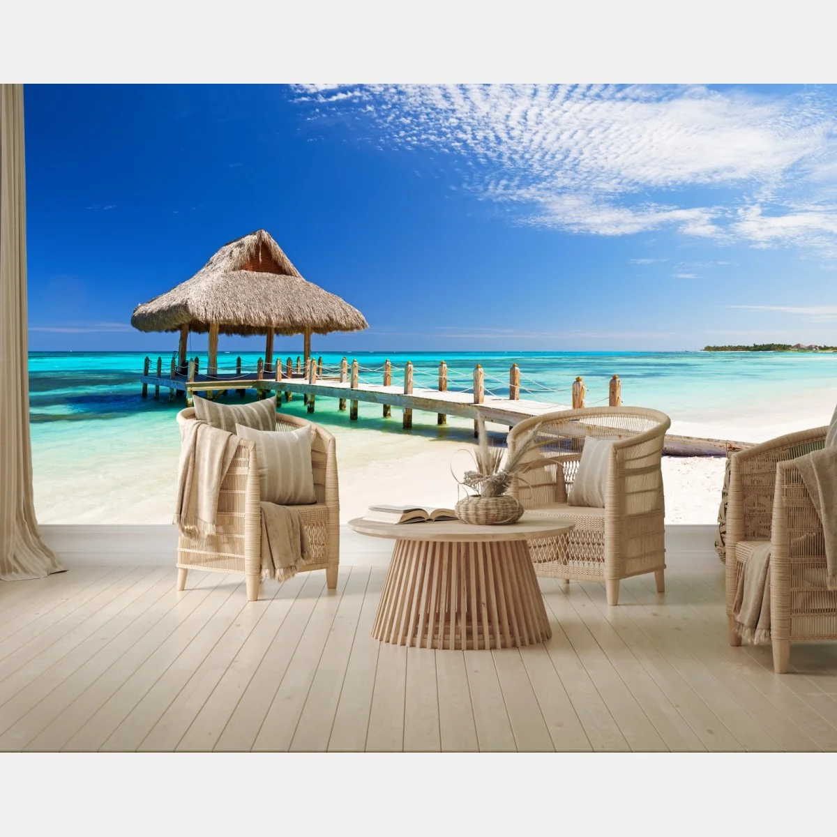 Fototapete ruhiger strandsteg in Cap Cana – Wallnifity® Fototapete ruhiger strandsteg in Cap Cana – Wallnifity®