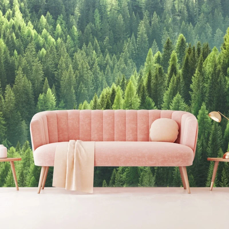 Fototapete üppige grüne waldpanorama