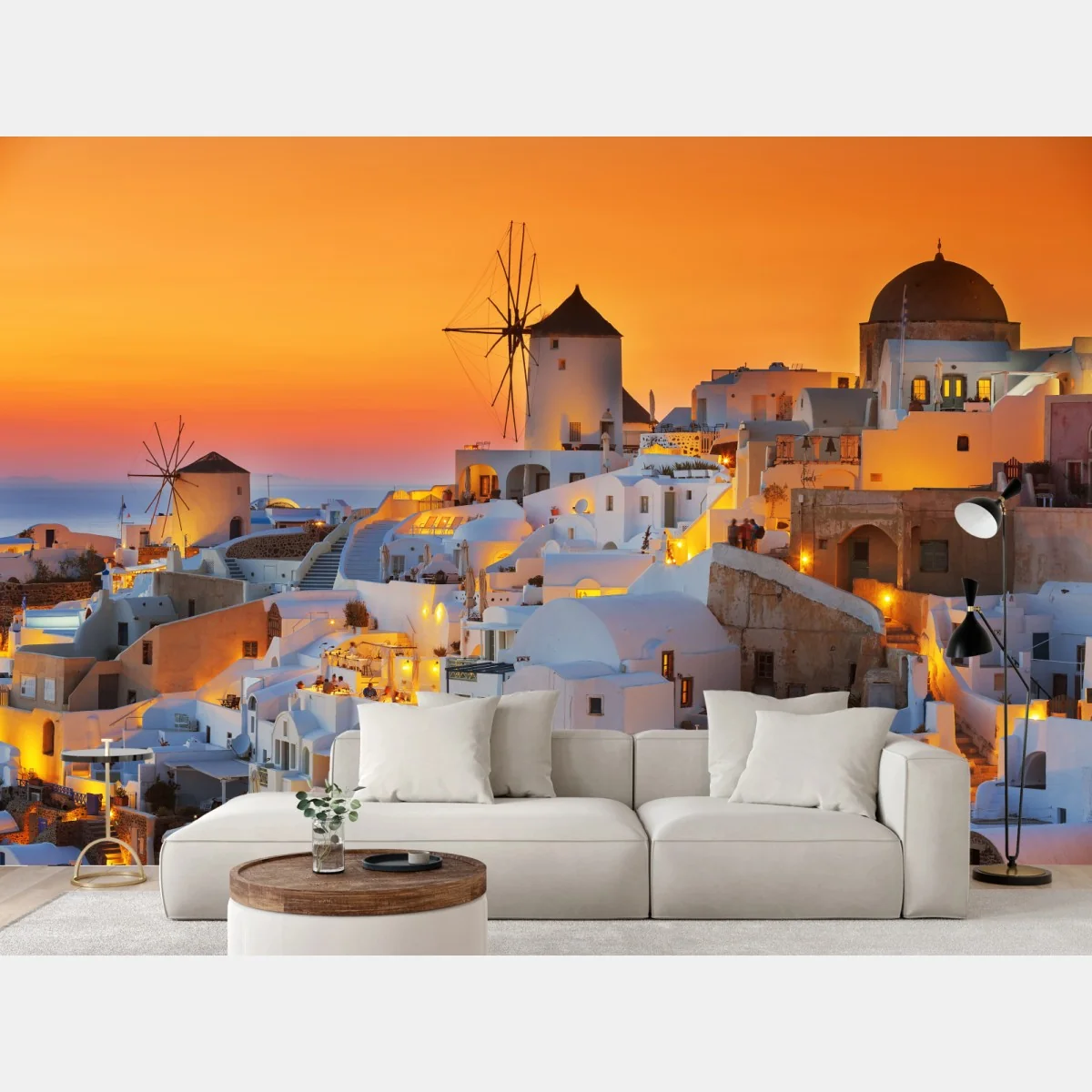 Fototapete goldener sonnenuntergang über Oia, Santorini – Wallnifity® Fototapete goldener sonnenuntergang über Oia, Santorini – Wallnifity®