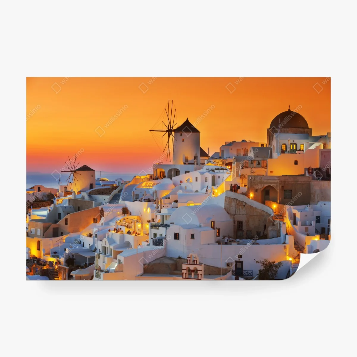 Fototapete goldener sonnenuntergang über Oia, Santorini – Wallnifity® Fototapete goldener sonnenuntergang über Oia, Santorini – Wallnifity®