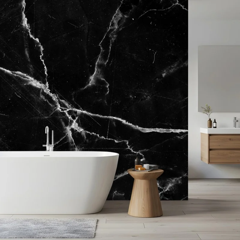 Fototapete schwarzer marmor mit weißen adern