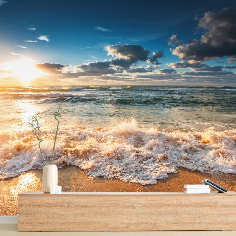 Fototapete goldener sonnenaufgang über dem meer