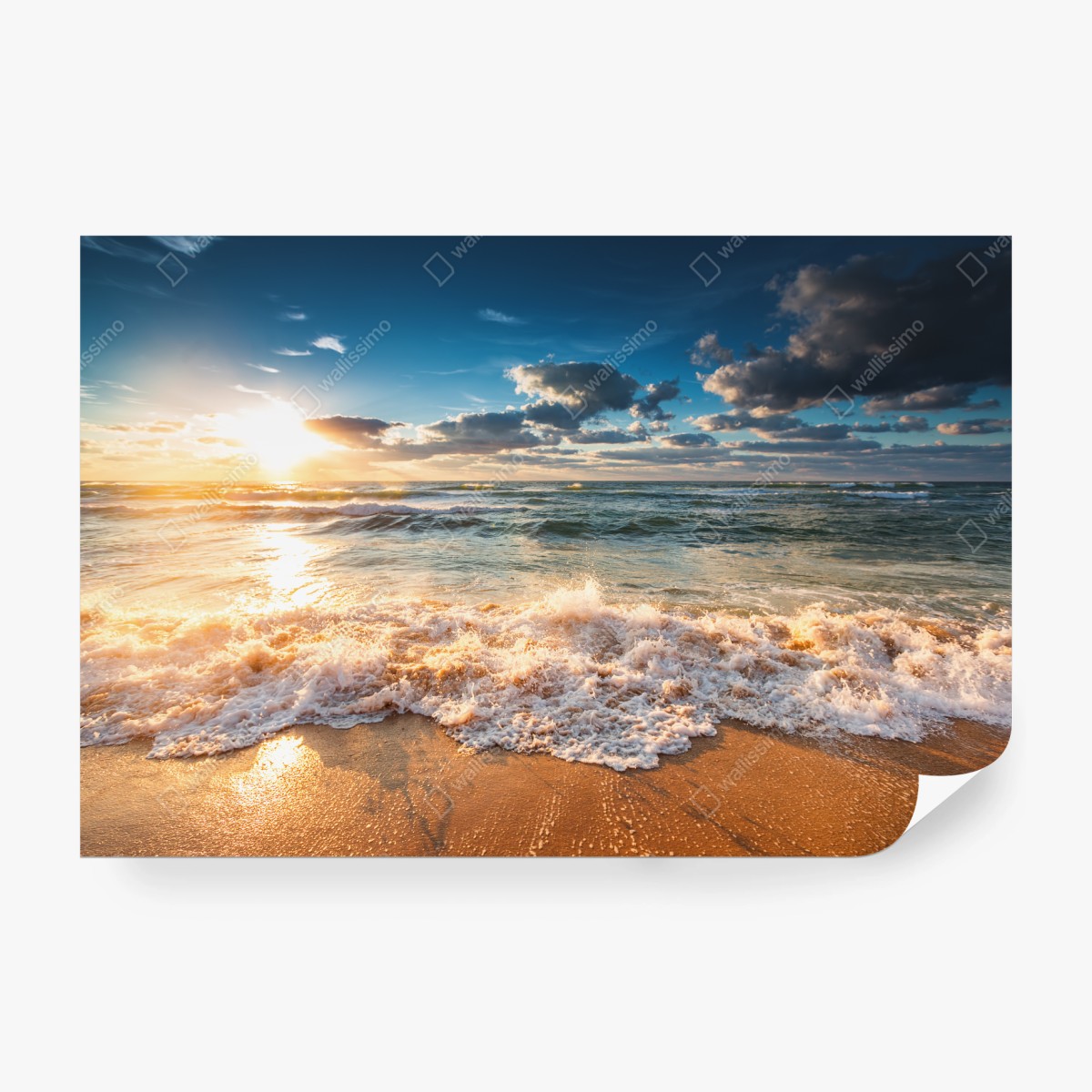 Fototapete goldener sonnenaufgang über dem meer – Wallnifity® Fototapete goldener sonnenaufgang über dem meer – Wallnifity®