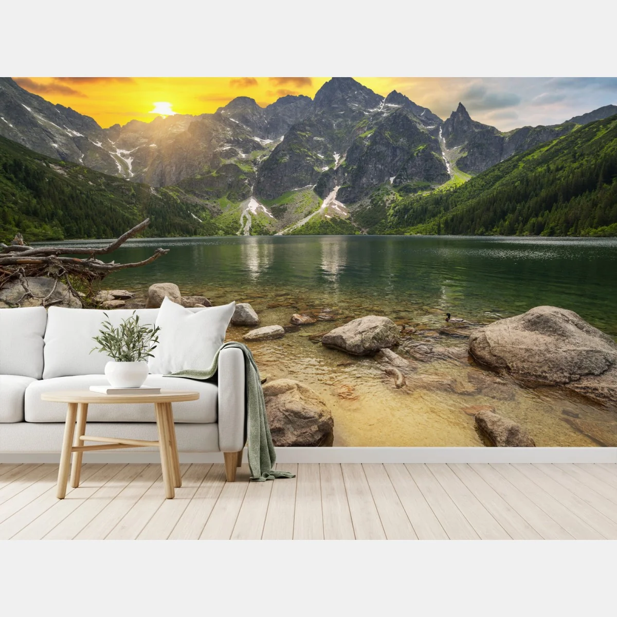 Fototapete sonnenuntergang über Morskie Oko, Tatra, Polen – Wallnifity®