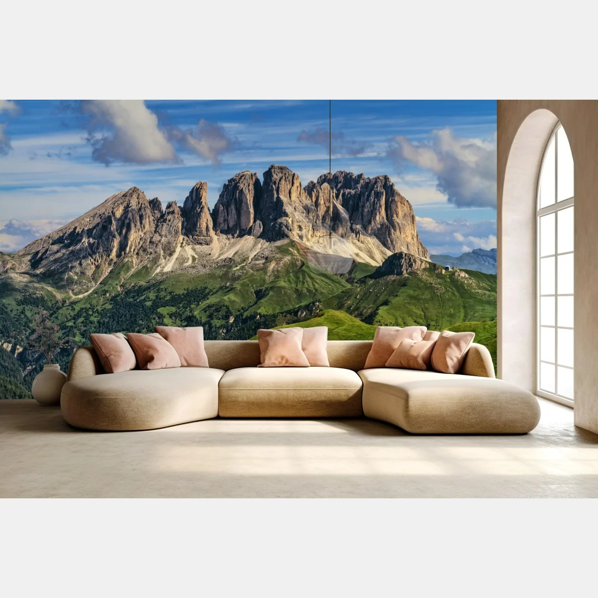 Fototapete majestätische bergpanorama mit grünen hügeln – Wallnifity®