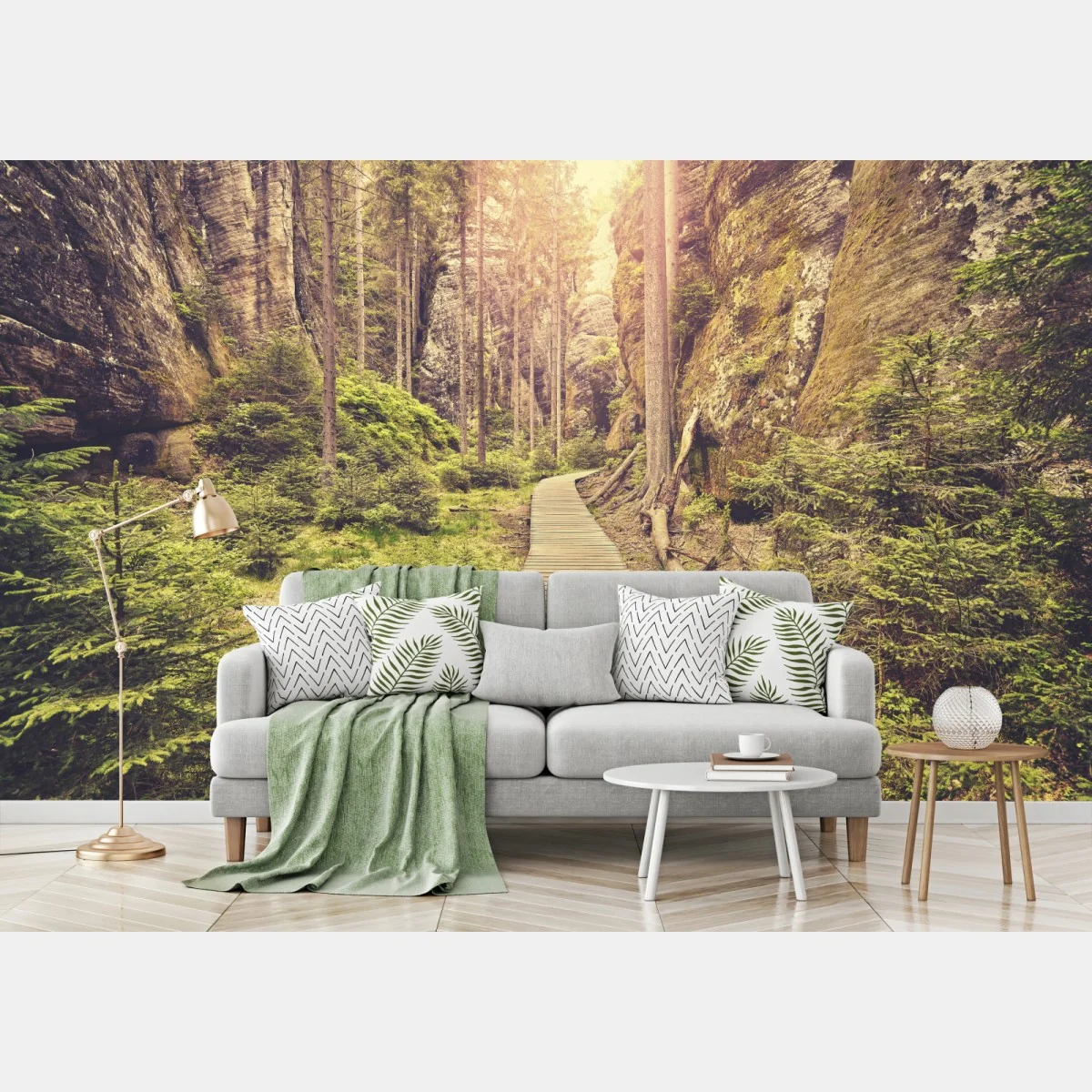 Fototapete sonniger holzsteg in Adrspach Teplice – Wallnifity®