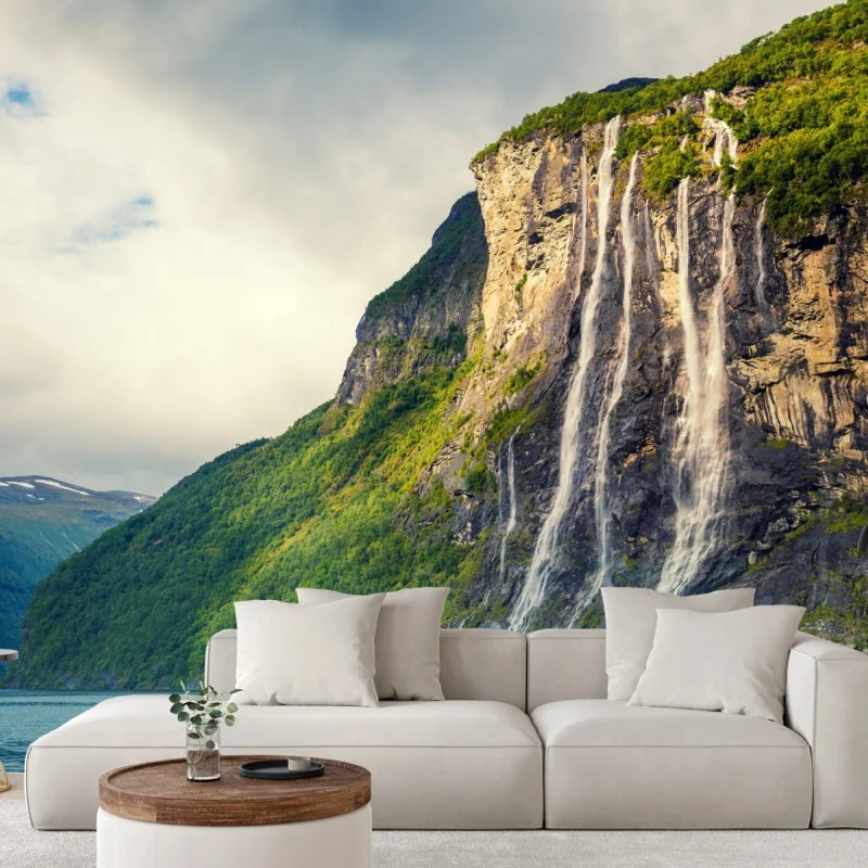 Fototapete wasserfälle an fjordklippen – Wallnifity® Fototapete wasserfälle an fjordklippen – Wallnifity®