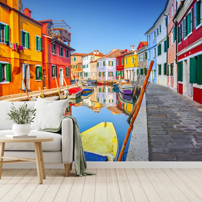 Fototapete bunte kanalhäuser in Burano – Wallnifity®