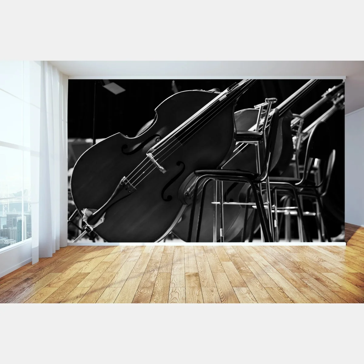 Fototapete monochrome kontrabässe im orchester – Wallnifity® Fototapete monochrome kontrabässe im orchester – Wallnifity®