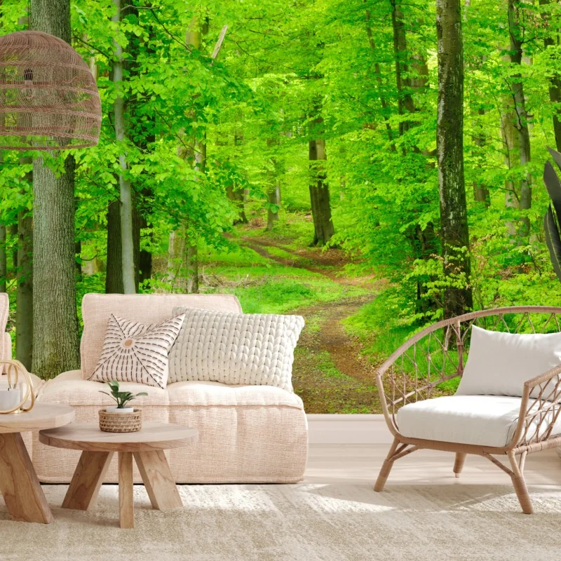 Fototapete ruhiger waldweg im frühling – Wallnifity® Fototapete ruhiger waldweg im frühling – Wallnifity®