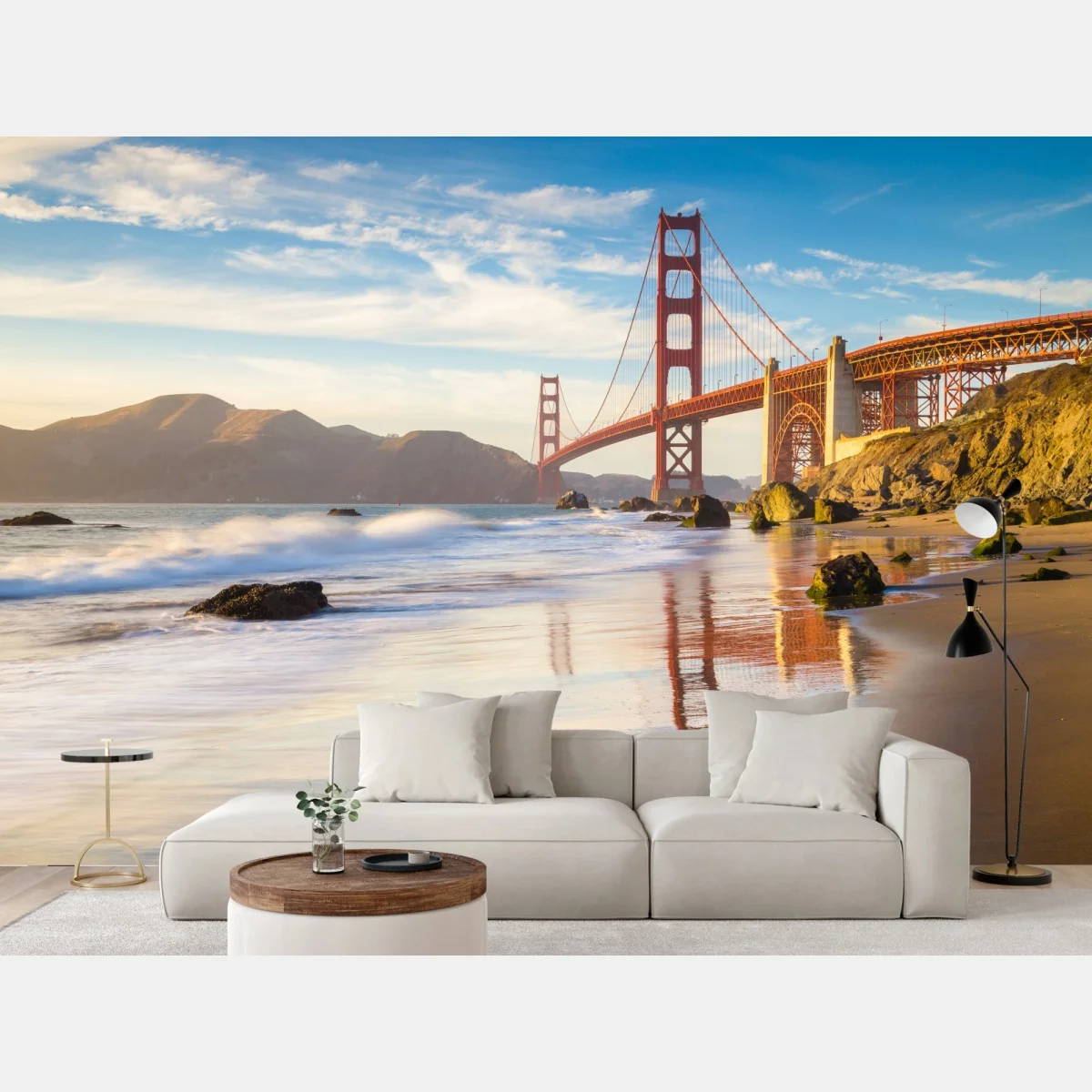 Fototapete Golden Gate Bridge bei sonnenuntergang – Wallnifity® Fototapete Golden Gate Bridge bei sonnenuntergang – Wallnifity®