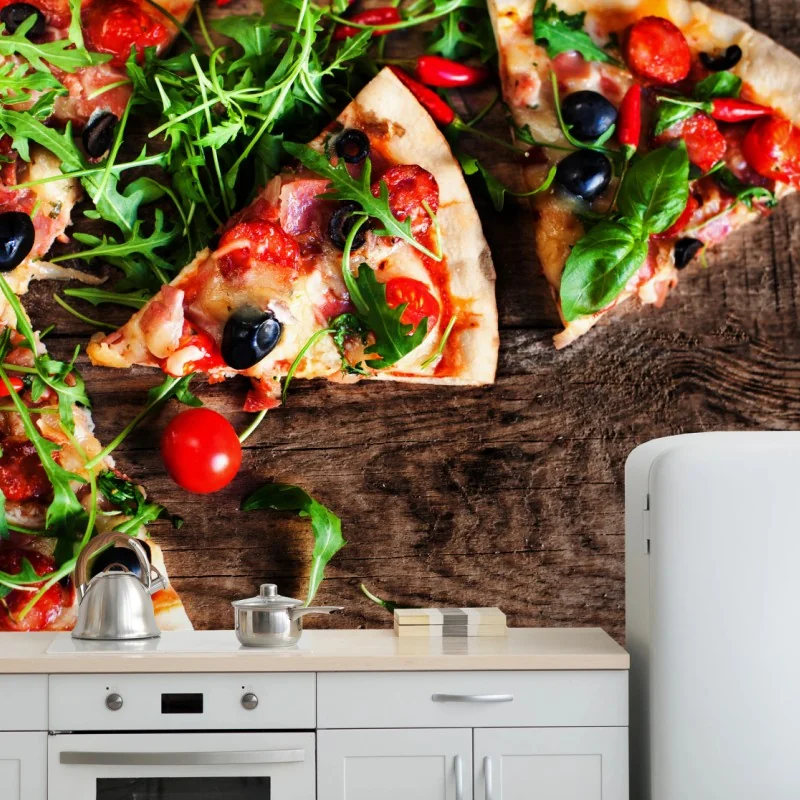 Fototapete heiße pepperoni-pizza nahaufnahme