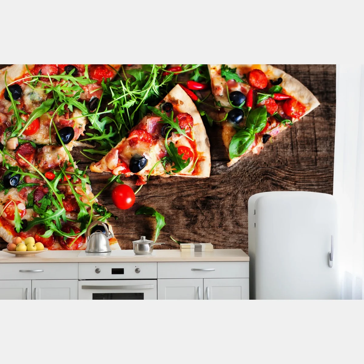 Fototapete heiße pepperoni-pizza nahaufnahme – Wallnifity®