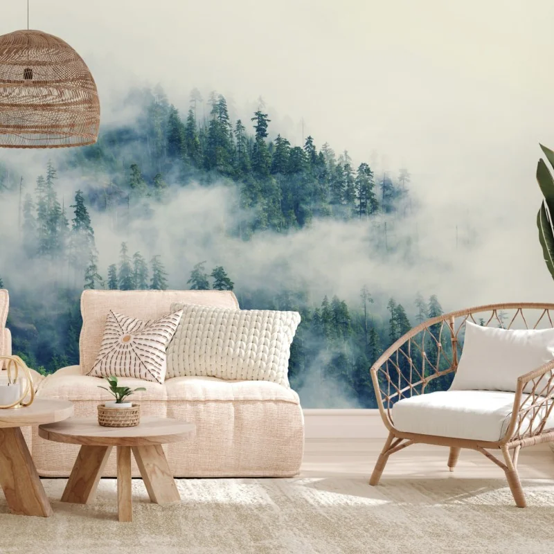 Fototapete nebliger nadelwald – Wallnifity® Fototapete nebliger nadelwald – Wallnifity®