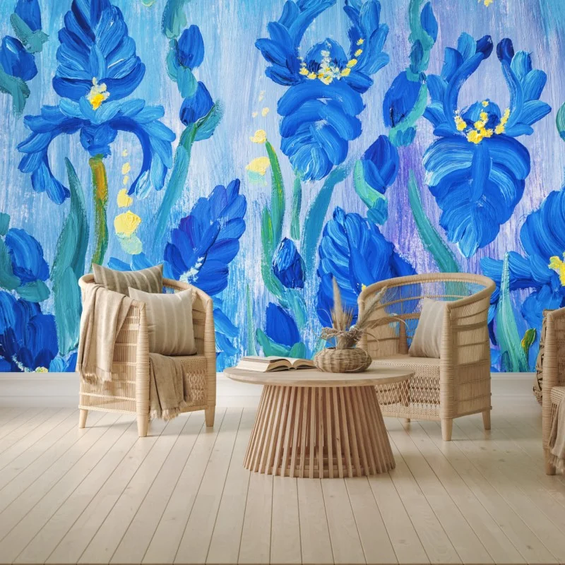 Fototapete lebendiger blauer iris-bund