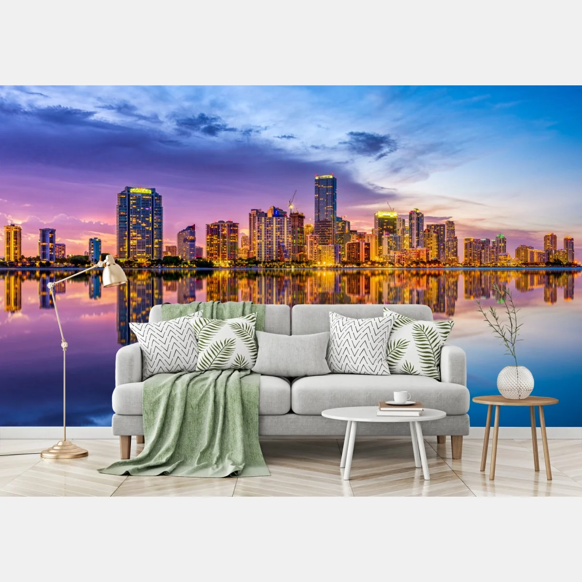 Fototapete Miami skyline gespiegelt in Biscayne Bay – Wallnifity®
