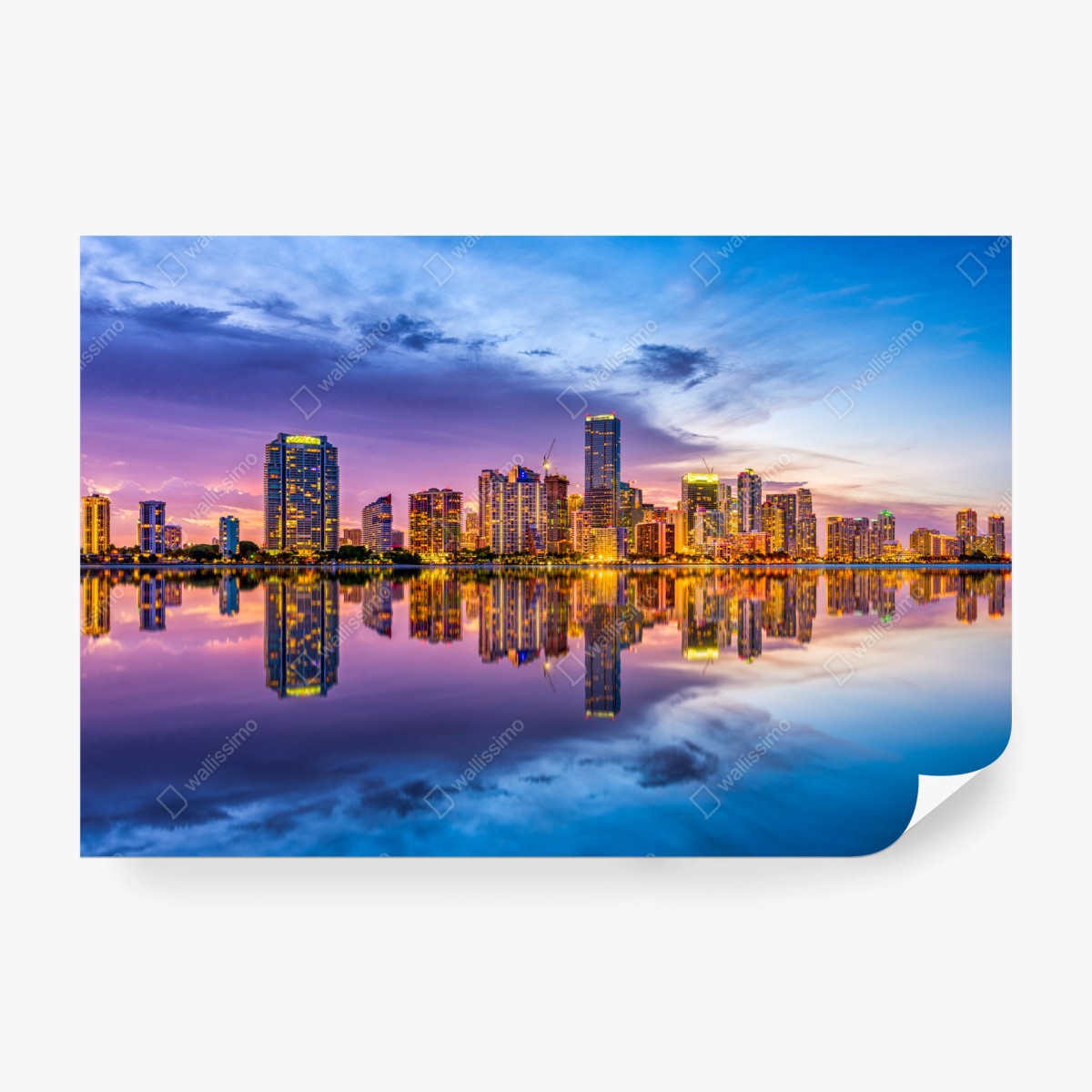 Fototapete Miami skyline gespiegelt in Biscayne Bay – Wallnifity®