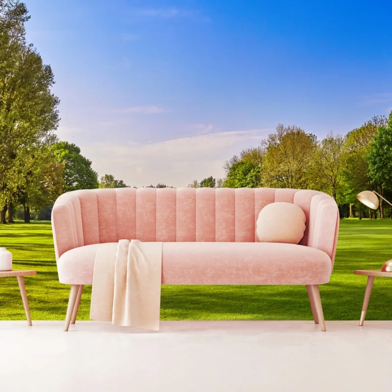 Fototapete sonnige panoramaaufnahme eines stadtparks