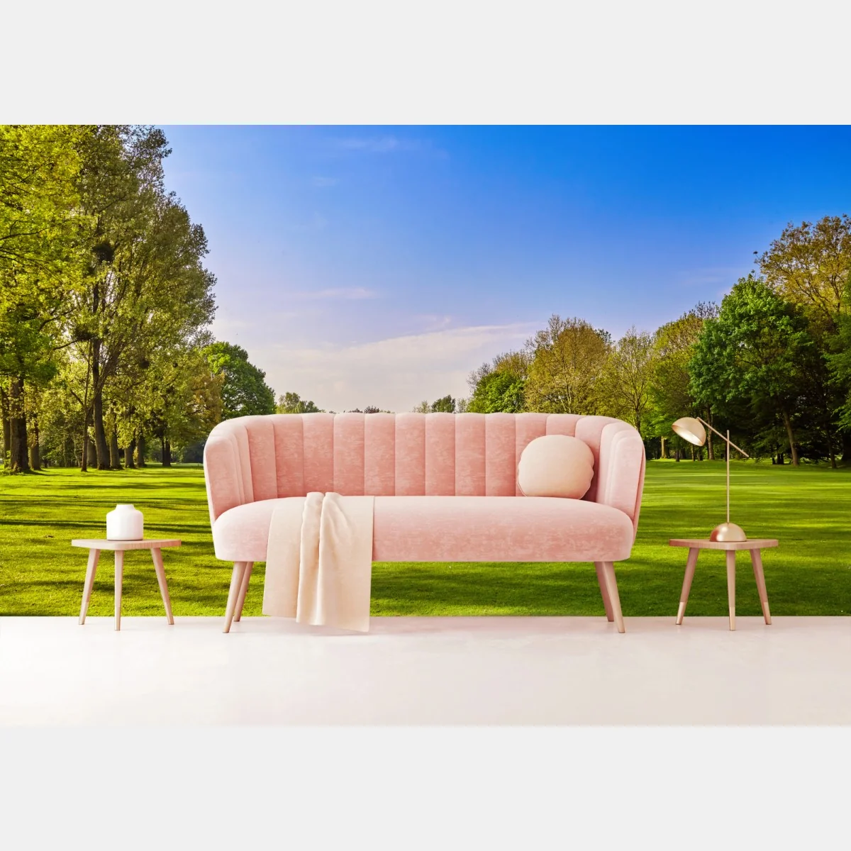 Fototapete sonnige panoramaaufnahme eines stadtparks – Wallnifity®