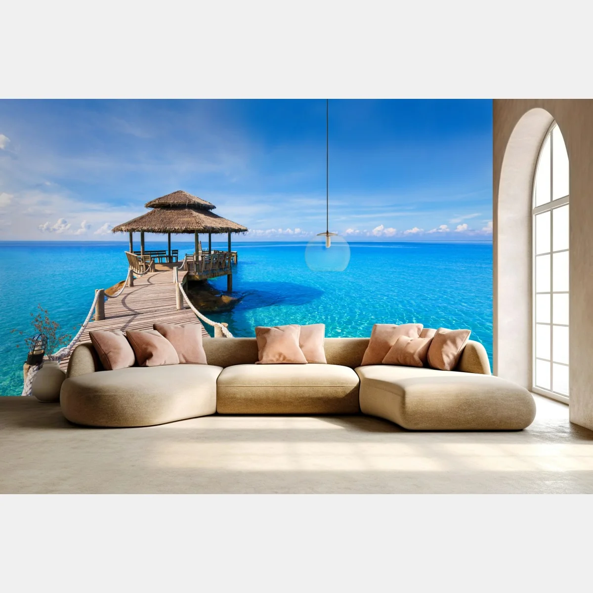 Fototapete tropischer steg über türkisfarbenem meer – Wallnifity® Fototapete tropischer steg über türkisfarbenem meer – Wallnifity®