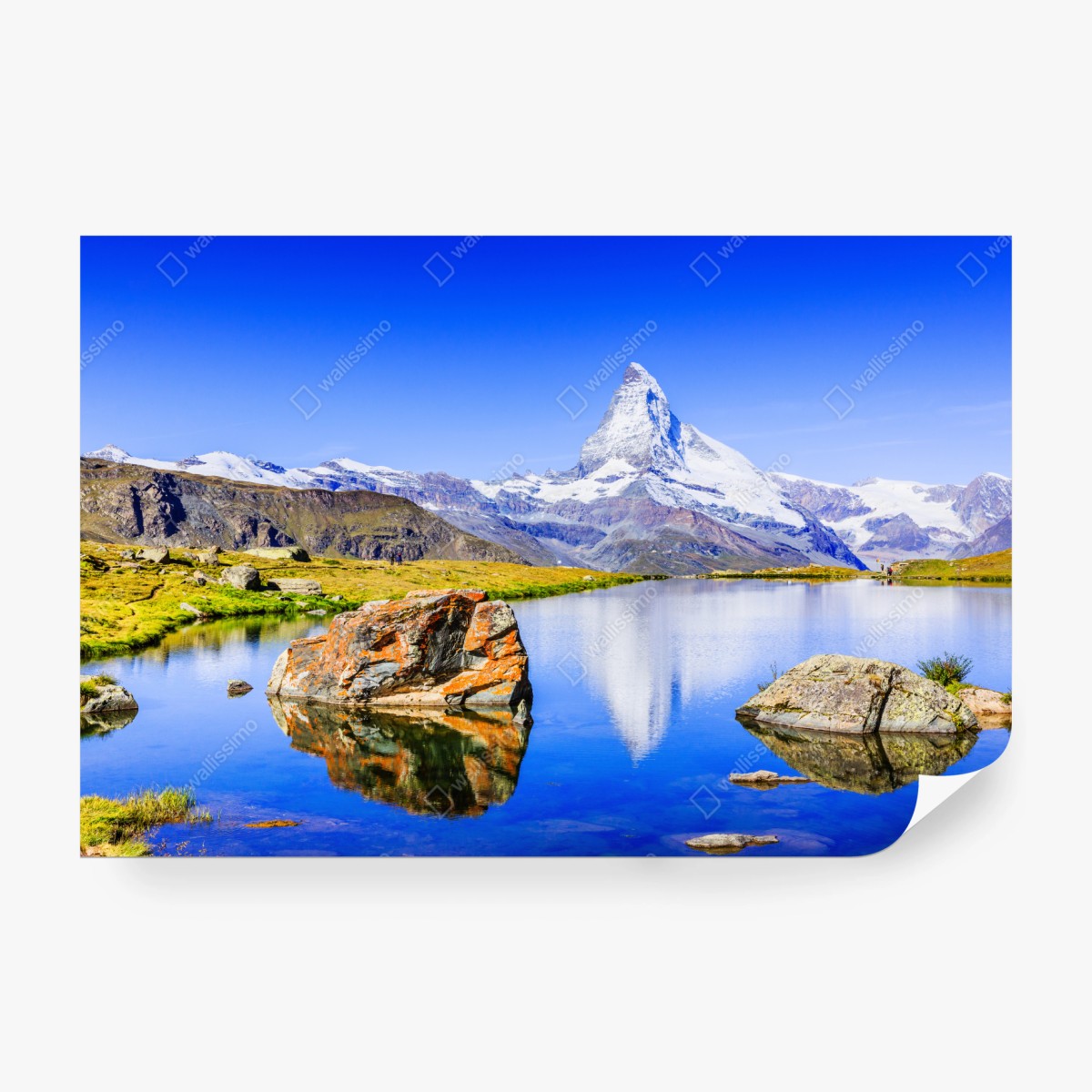 Fototapete Matterhorn spiegelung am Stellisee, Zermatt – Wallnifity® Fototapete Matterhorn spiegelung am Stellisee, Zermatt – Wallnifity®