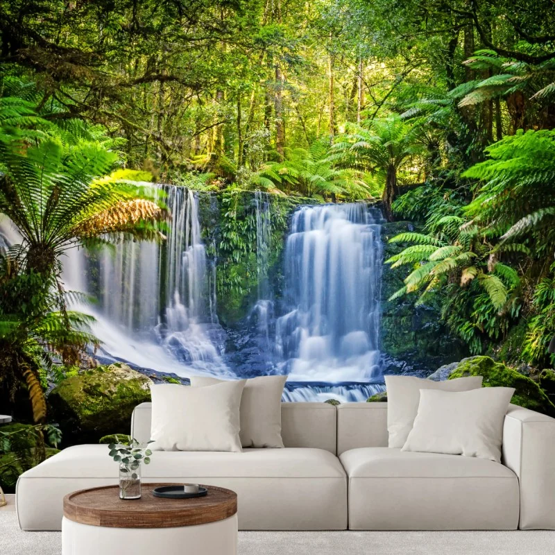 Fototapete üppiger wasserfall im Mt Field National Park, Tasmania