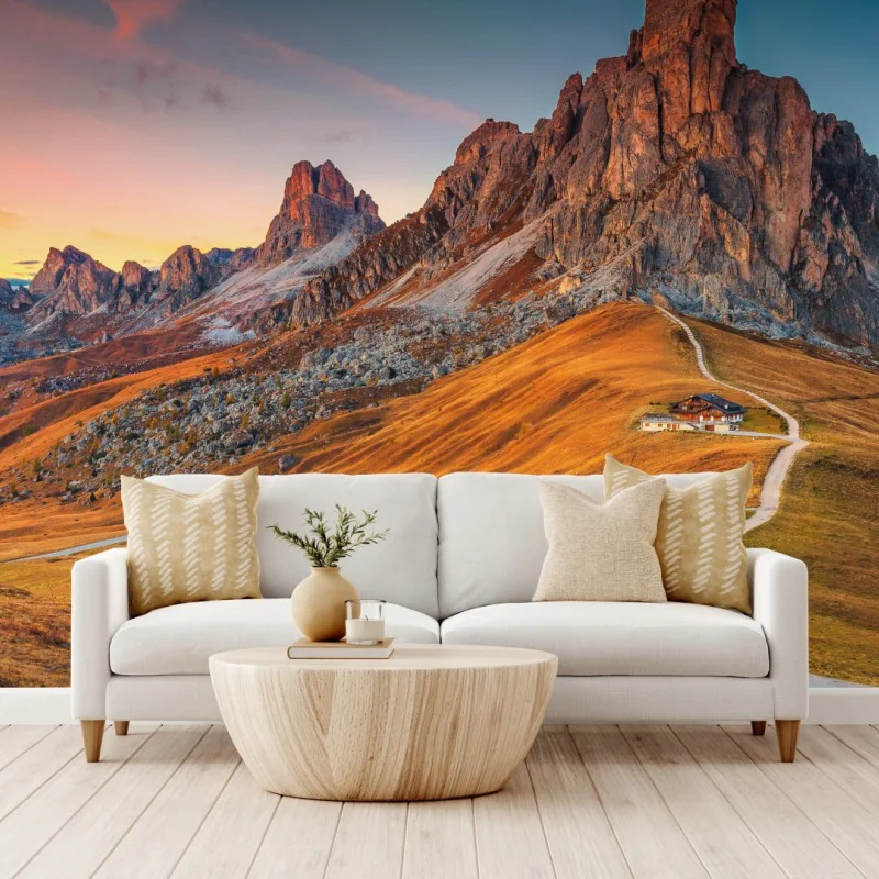 Fototapete sonnenuntergang über Passo Giau, Dolomiten