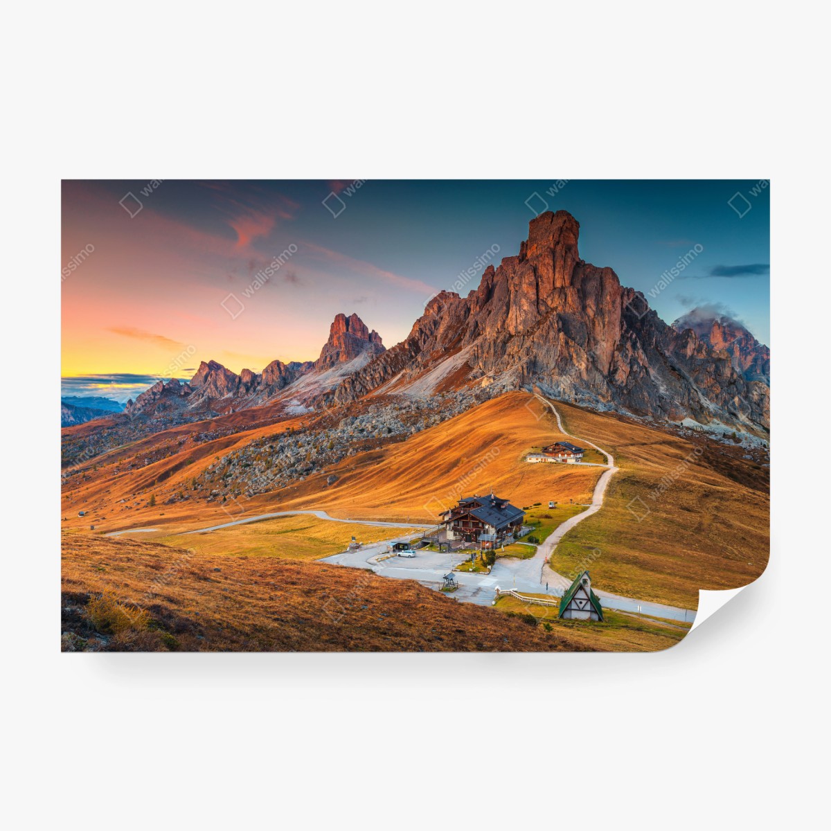 Fototapete sonnenuntergang über Passo Giau, Dolomiten – Wallnifity® Fototapete sonnenuntergang über Passo Giau, Dolomiten – Wallnifity®
