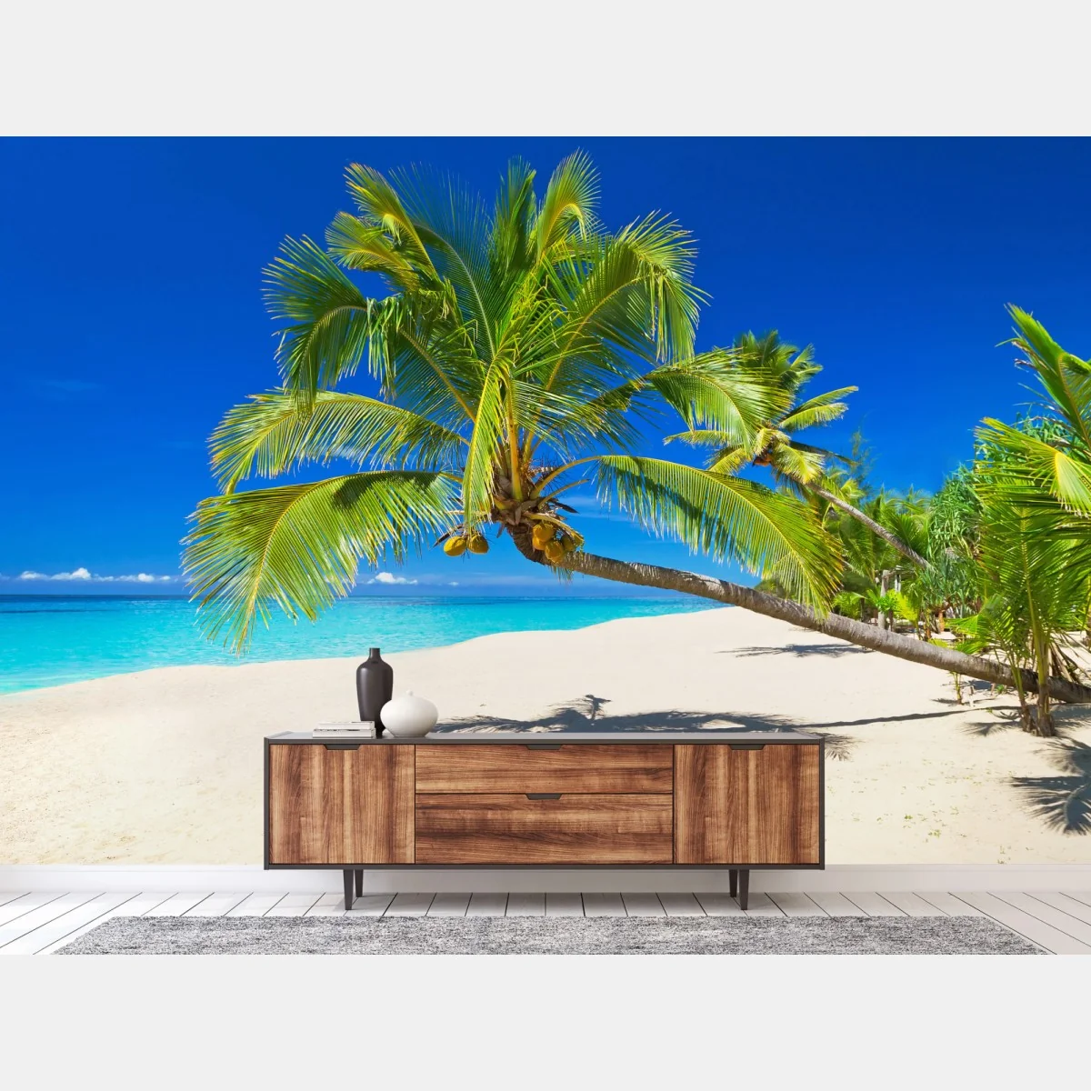 Fototapete Andamansee tropischer strand mit geneigter palme – Wallnifity® Fototapete Andamansee tropischer strand mit geneigter palme – Wallnifity®