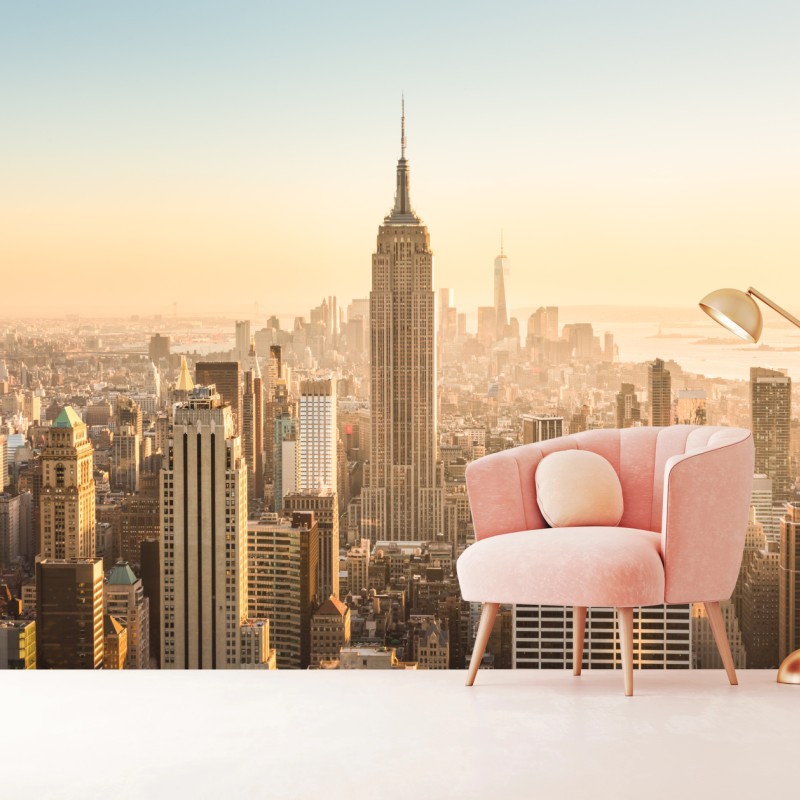 Fototapete New York skyline im goldenen licht – Wallnifity® Fototapete New York skyline im goldenen licht – Wallnifity®