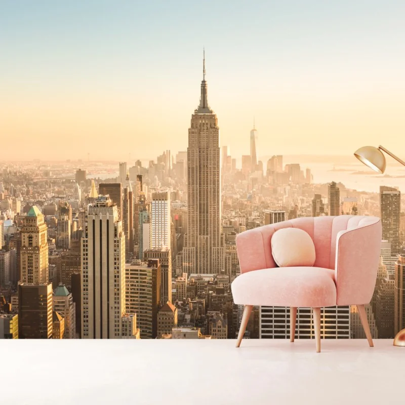 Fototapete New York skyline im goldenen licht