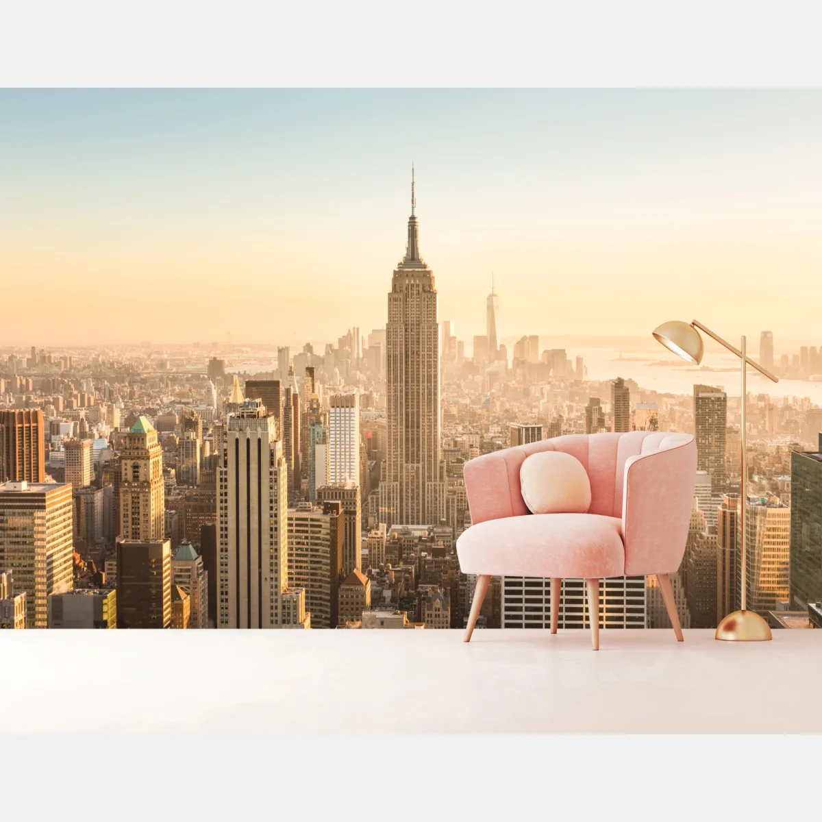 Fototapete New York skyline im goldenen licht – Wallnifity® Fototapete New York skyline im goldenen licht – Wallnifity®