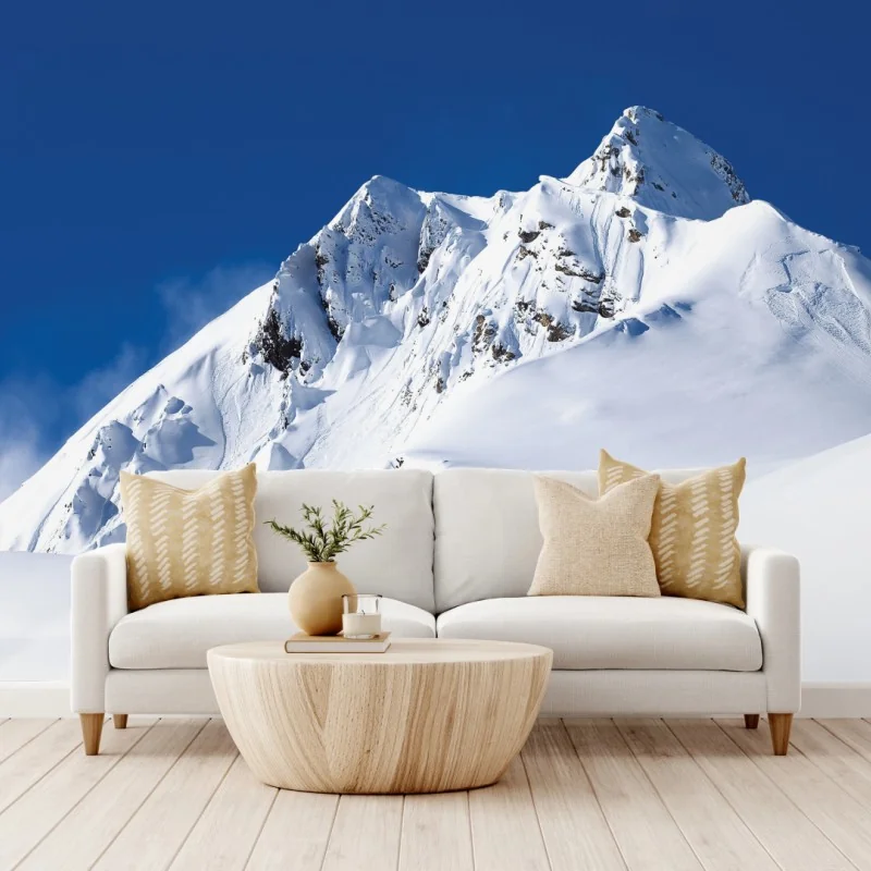 Fototapete verschneite alpenspitze unter tiefblauem himmel