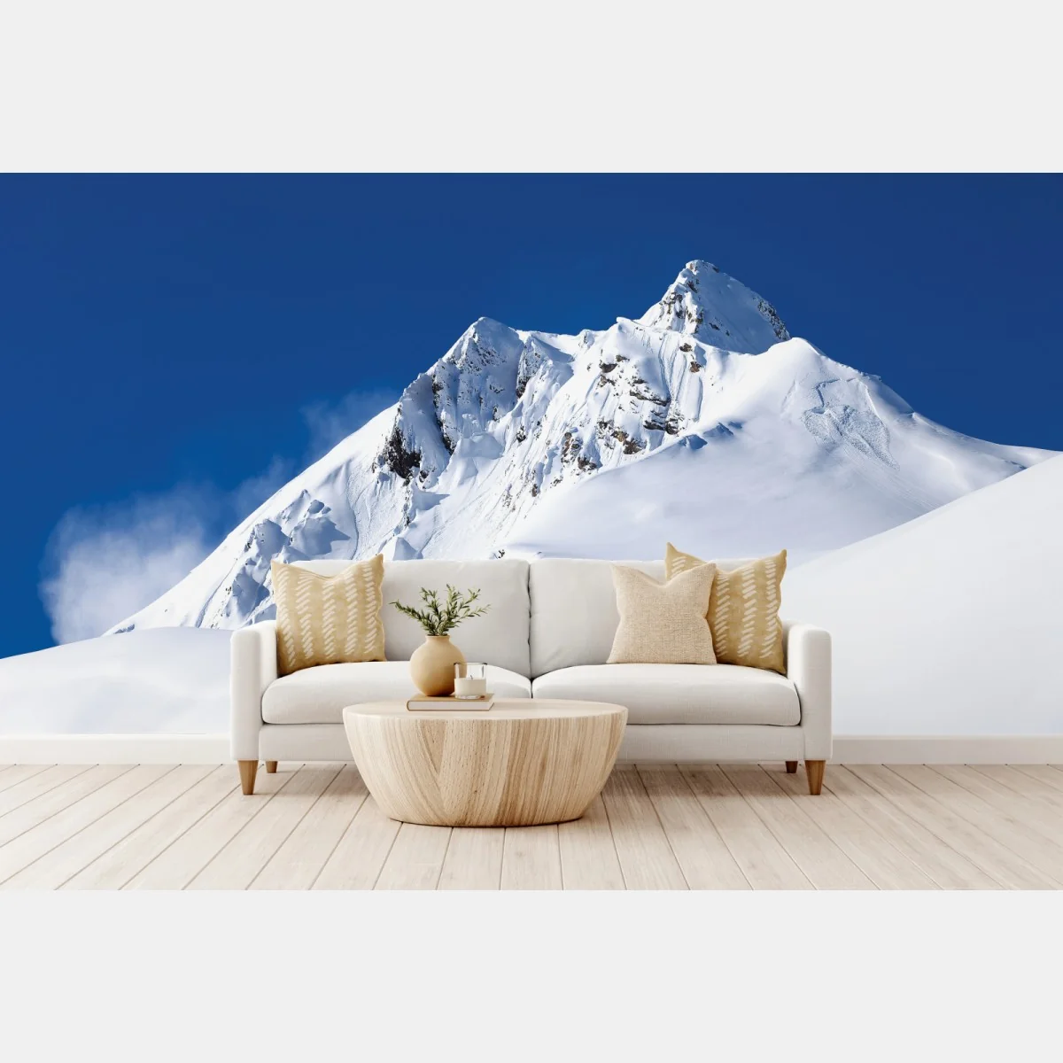 Fototapete verschneite alpenspitze unter tiefblauem himmel – Wallnifity® Fototapete verschneite alpenspitze unter tiefblauem himmel – Wallnifity®