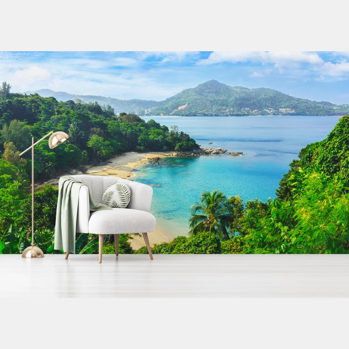 Fototapete tropische türkisbucht mit palmen – Wallnifity® Fototapete tropische türkisbucht mit palmen – Wallnifity®