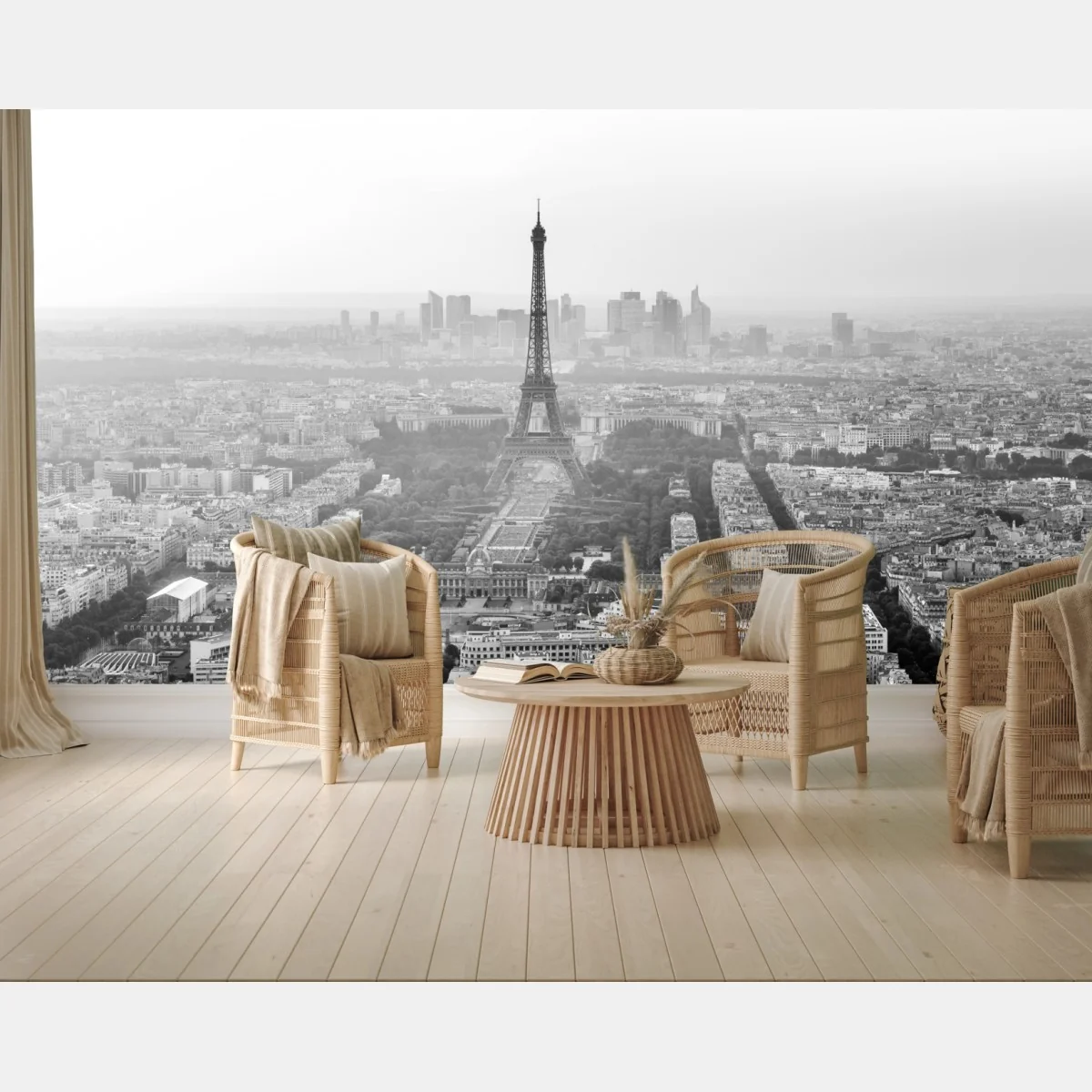 Fototapete elegante Eiffelturm luftaufnahme in graustufen – Wallnifity® Fototapete elegante Eiffelturm luftaufnahme in graustufen – Wallnifity®