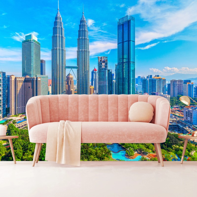 Fototapete Kuala Lumpur skyline mit den Petronas Towers – Wallnifity® Fototapete Kuala Lumpur skyline mit den Petronas Towers – Wallnifity®