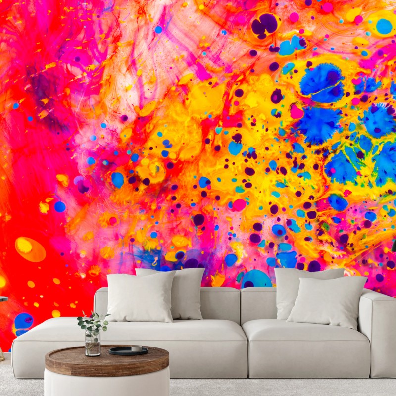 Fototapete ebru marmorierung abstrakt in lebendigen farben