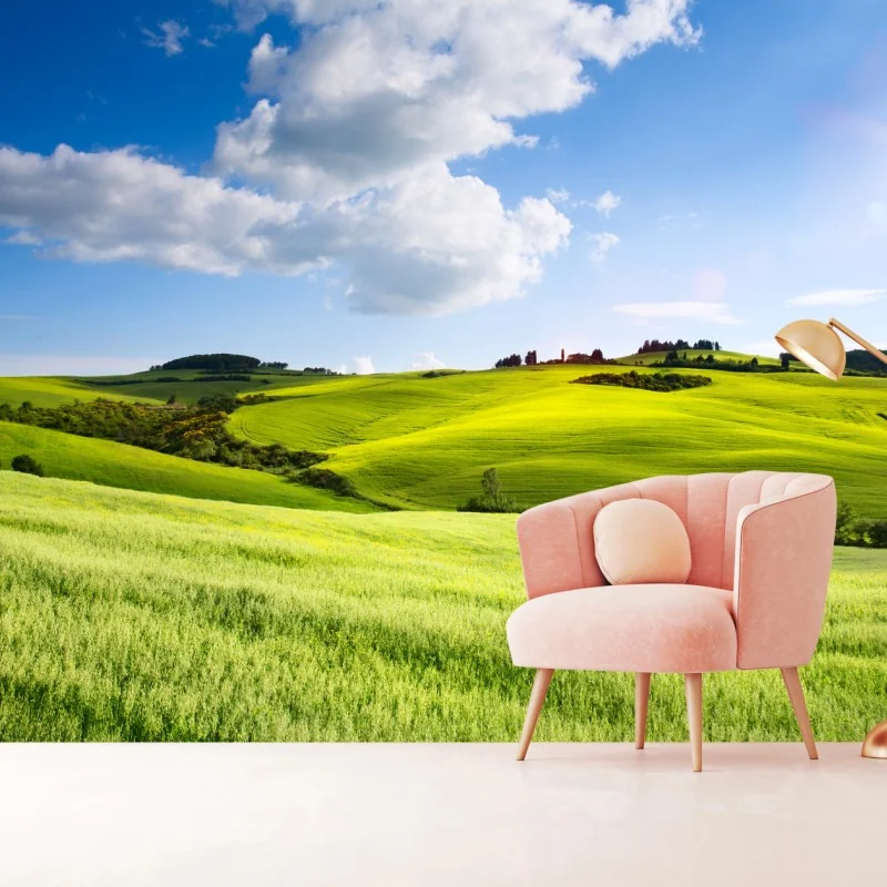 Fototapete Toskana sanfte hügel bei sonnenuntergang