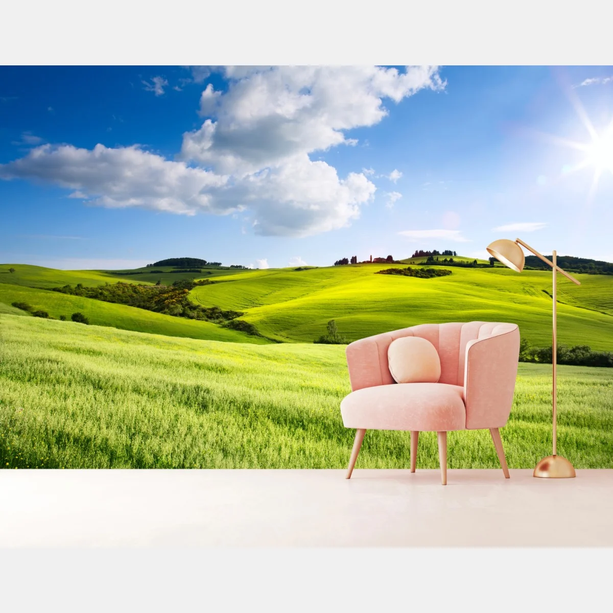 Fototapete Toskana sanfte hügel bei sonnenuntergang – Wallnifity® Fototapete Toskana sanfte hügel bei sonnenuntergang – Wallnifity®