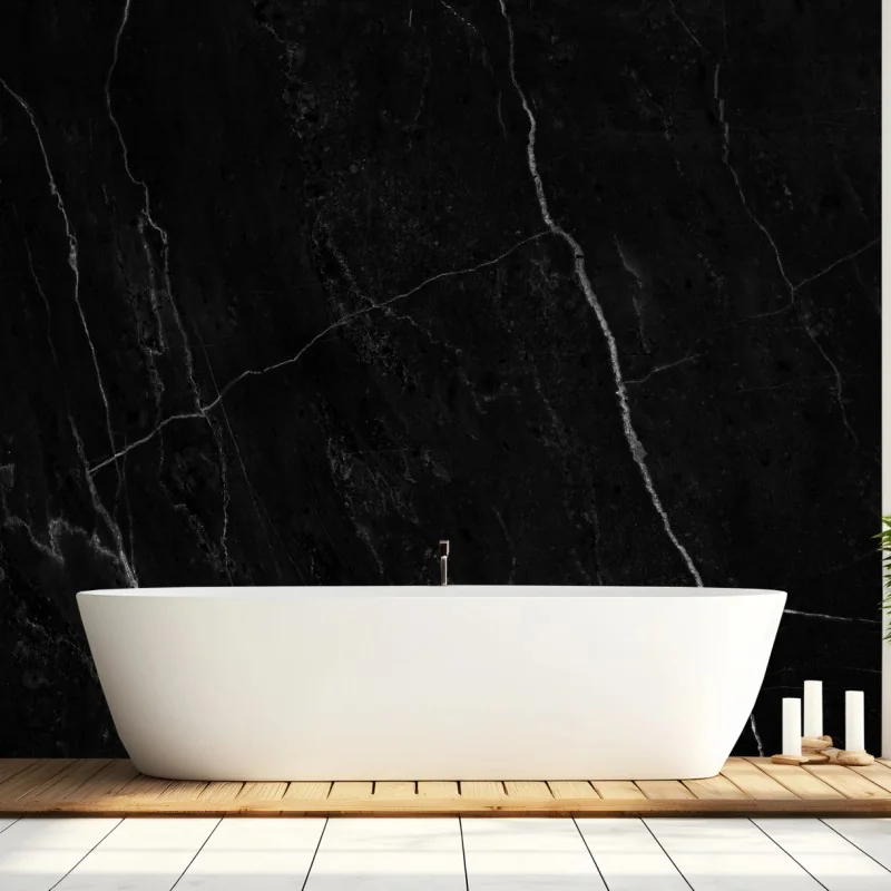 Fototapete schwarzer marmor mit weißen adern