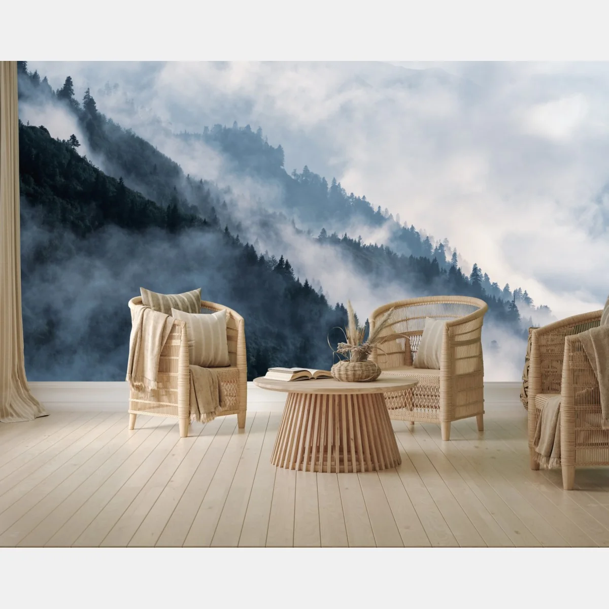 Fototapete nebelverhangene bergkämme – Wallnifity® Fototapete nebelverhangene bergkämme – Wallnifity®