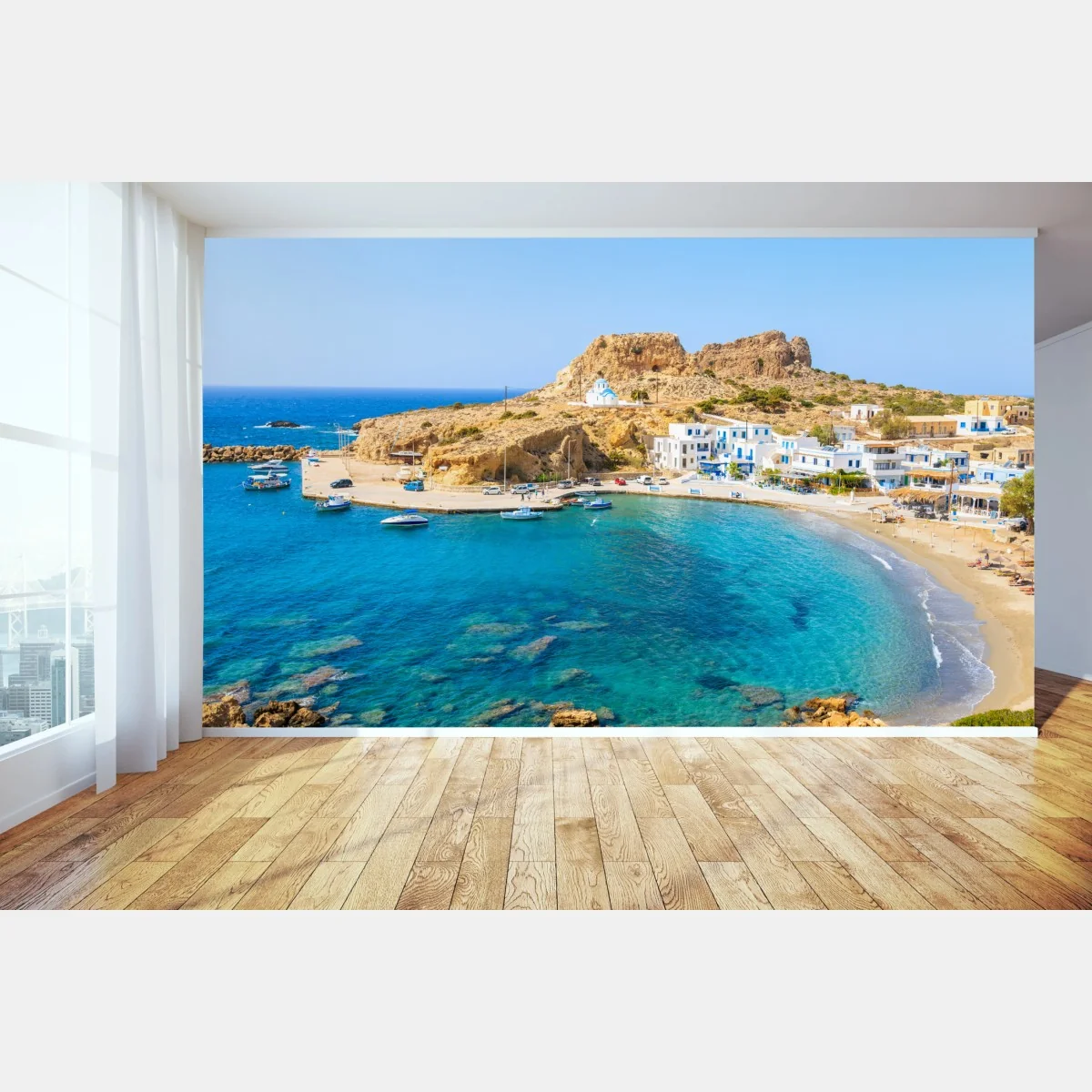 Fototapete bucht Finiki, Karpathos – Wallnifity®