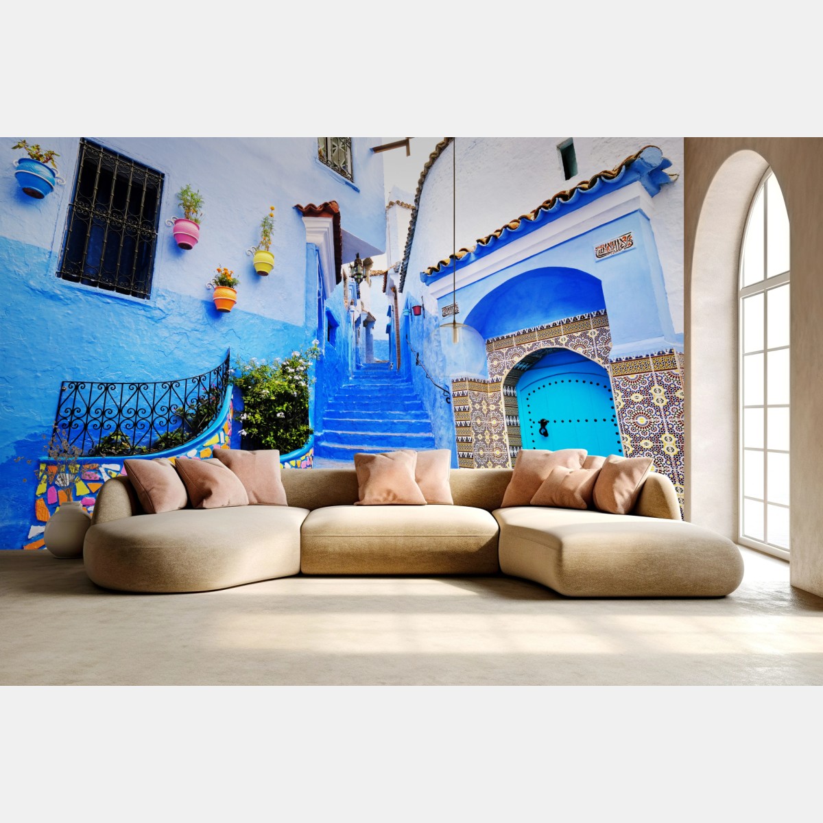 Fototapete blaue gasse in Chefchaouen – Wallnifity®