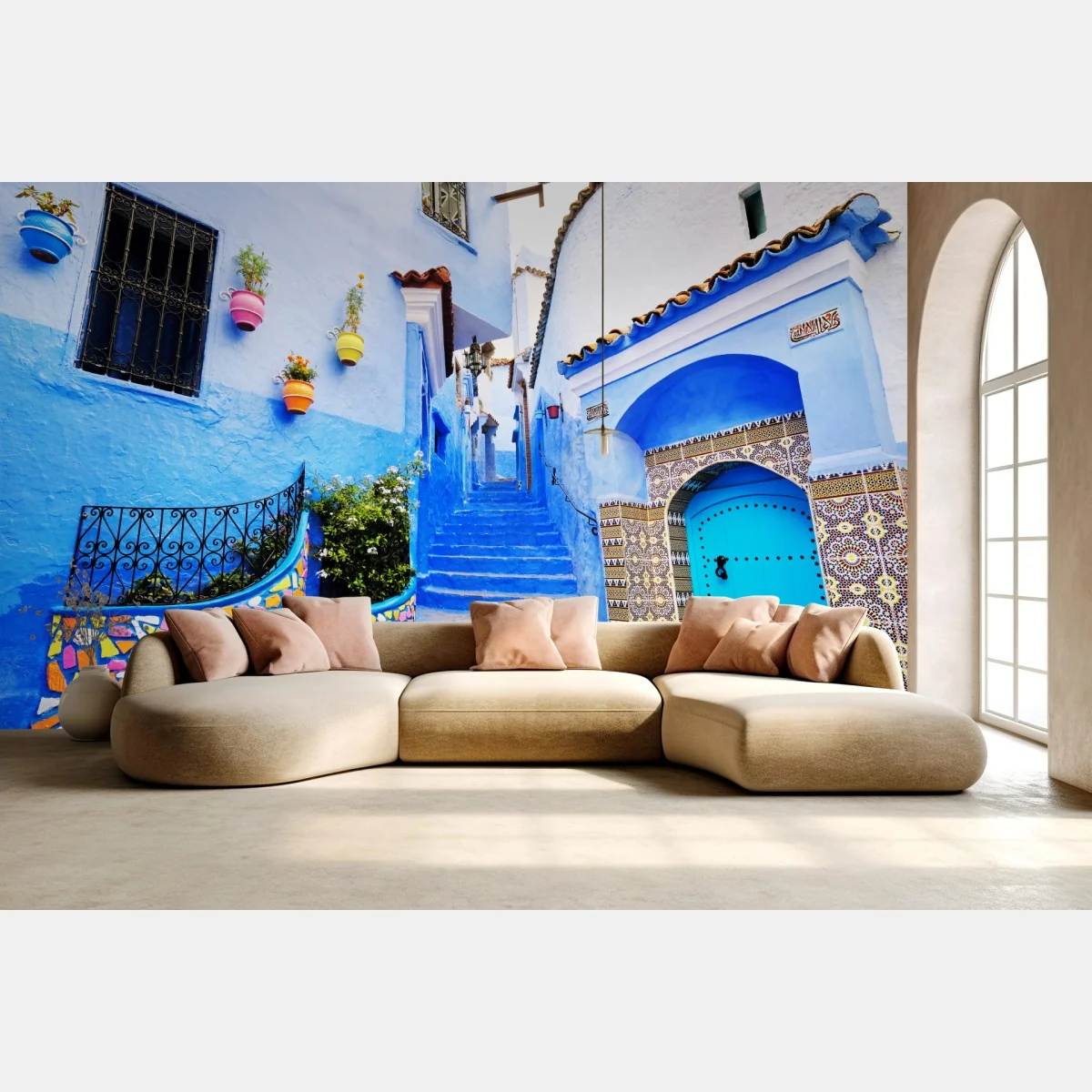 Fototapete blaue gasse in Chefchaouen – Wallnifity®