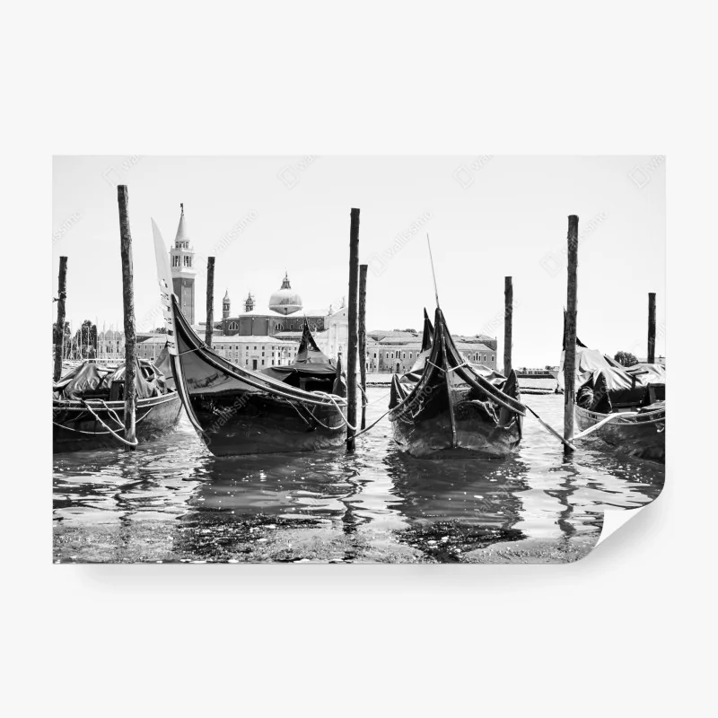 Fototapete vertäute gondeln in Venedig