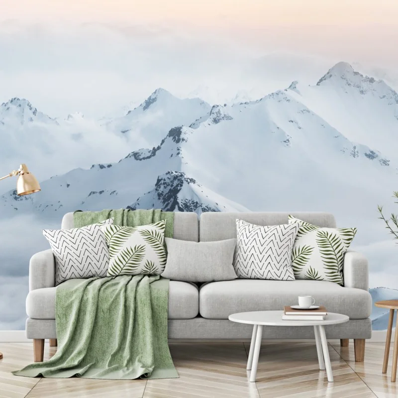 Fototapete verschneite gipfel des Kaukasus im dämmerlicht