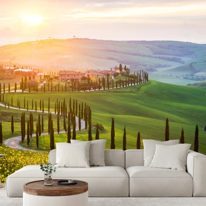 Fototapete sonnenaufgang in der Toskana – Wallnifity® Fototapete sonnenaufgang in der Toskana – Wallnifity®