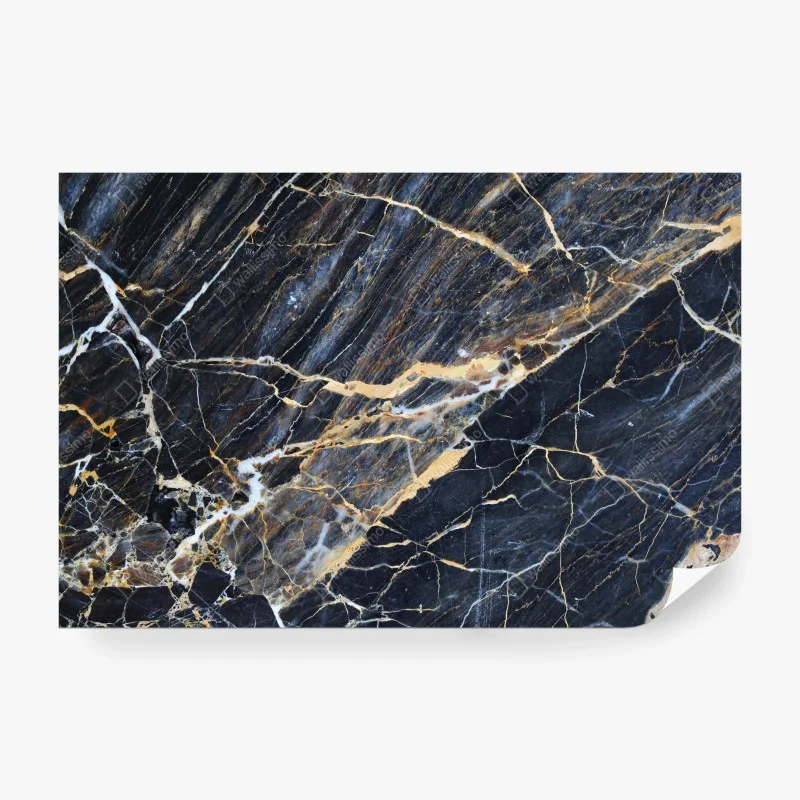 Fototapete dunkler marmor mit goldenen und cremefarbenen adern