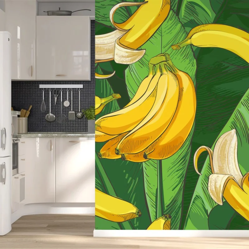 Fototapete tropisches bananenmuster mit bananenblättern